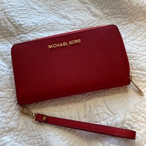 Michael Kors Red Wallet/Wristlet-never used!